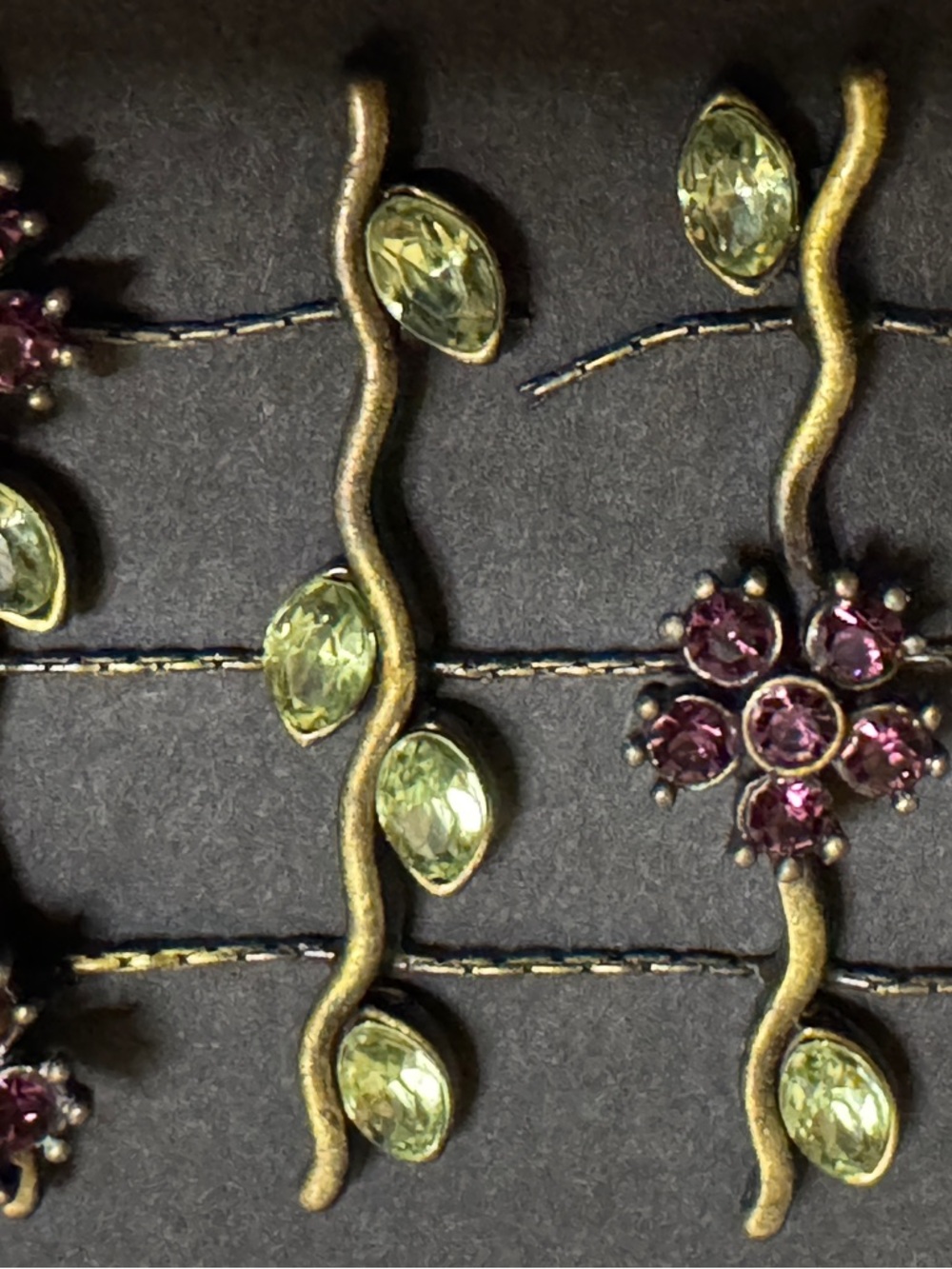 Green and Purple Floral Leaf Victorian Bracelet